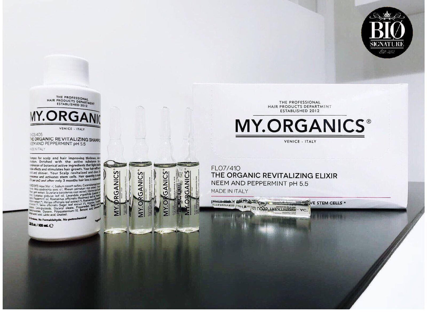 The Organic Revitalizing Elixir 12 Vials 6ml + Shampoo 100ml