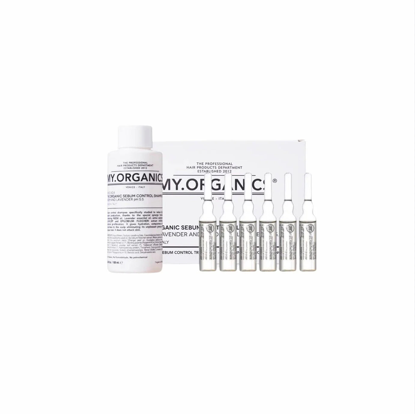 The Organic Sebum Control Elixir 6 Vials + shampoo x6ml + 100ml